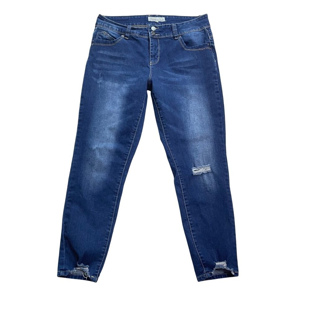 Royalty For Me Womens Size 12 Factory Distressed Denim Blue Jeans u